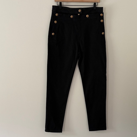 Torn by Ronny Kobo Sailor High Waisted Black Pants Button Flap Front Size 29 - Picture 2 of 15